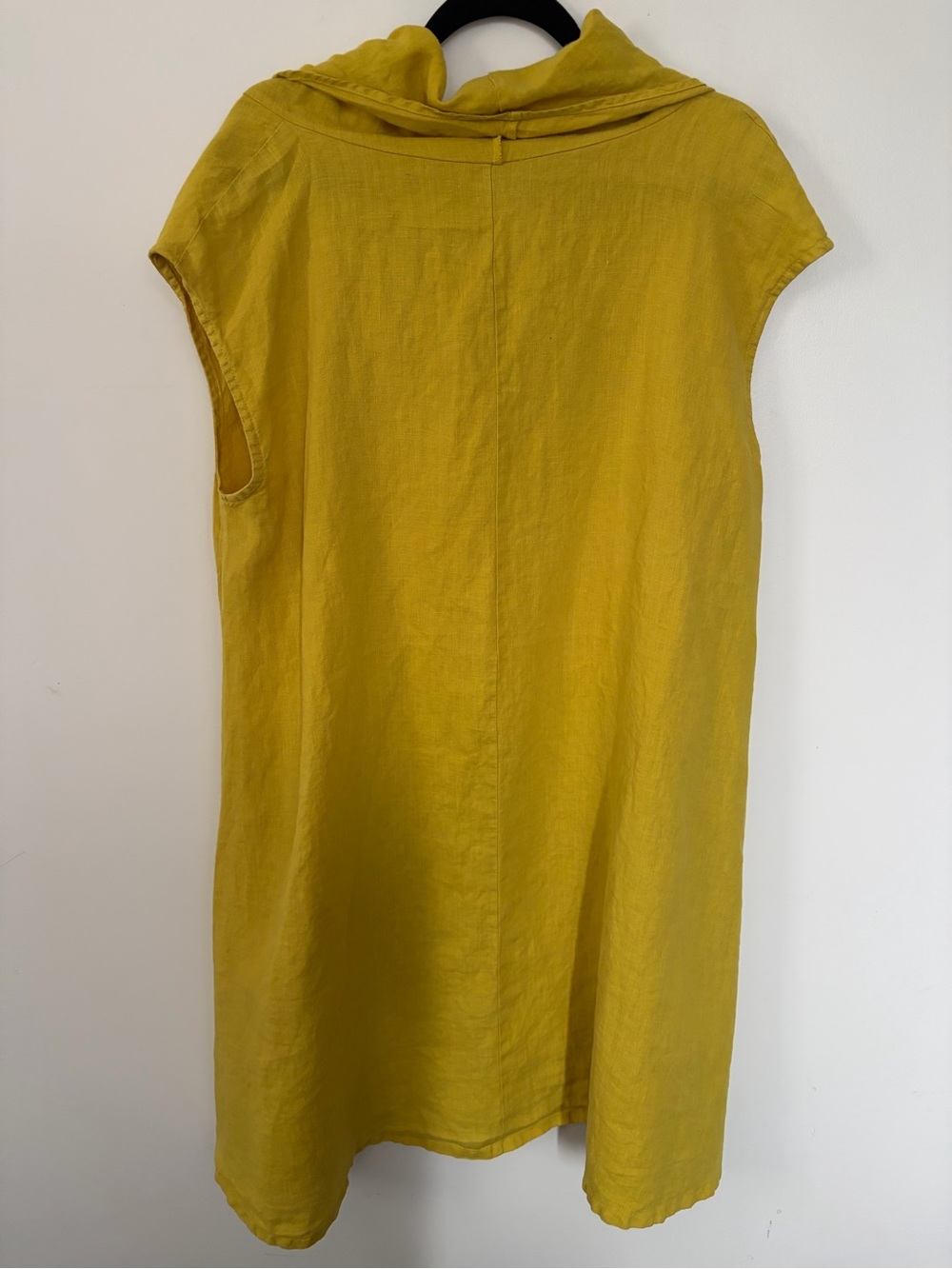 BRYN Walker 100% Linen Sleeveless Cowl Neck Tunic - Mustard Yellow - Medium - Picture 10 of 12